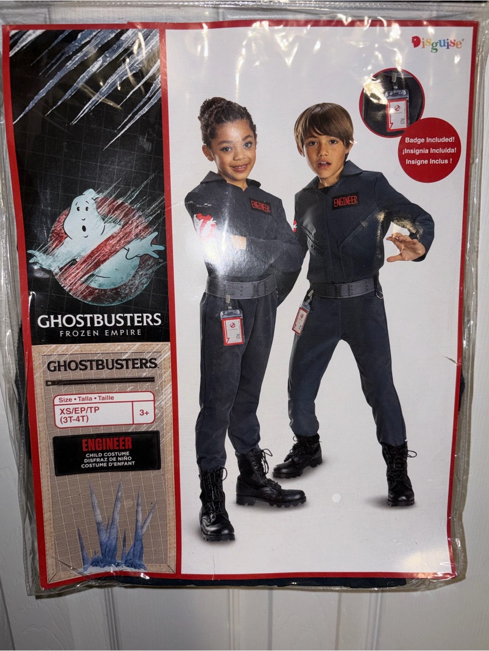 NEW Disguise Ghostbusters Frozen Empire Engineer Child Costume Black 3T-4T Badge